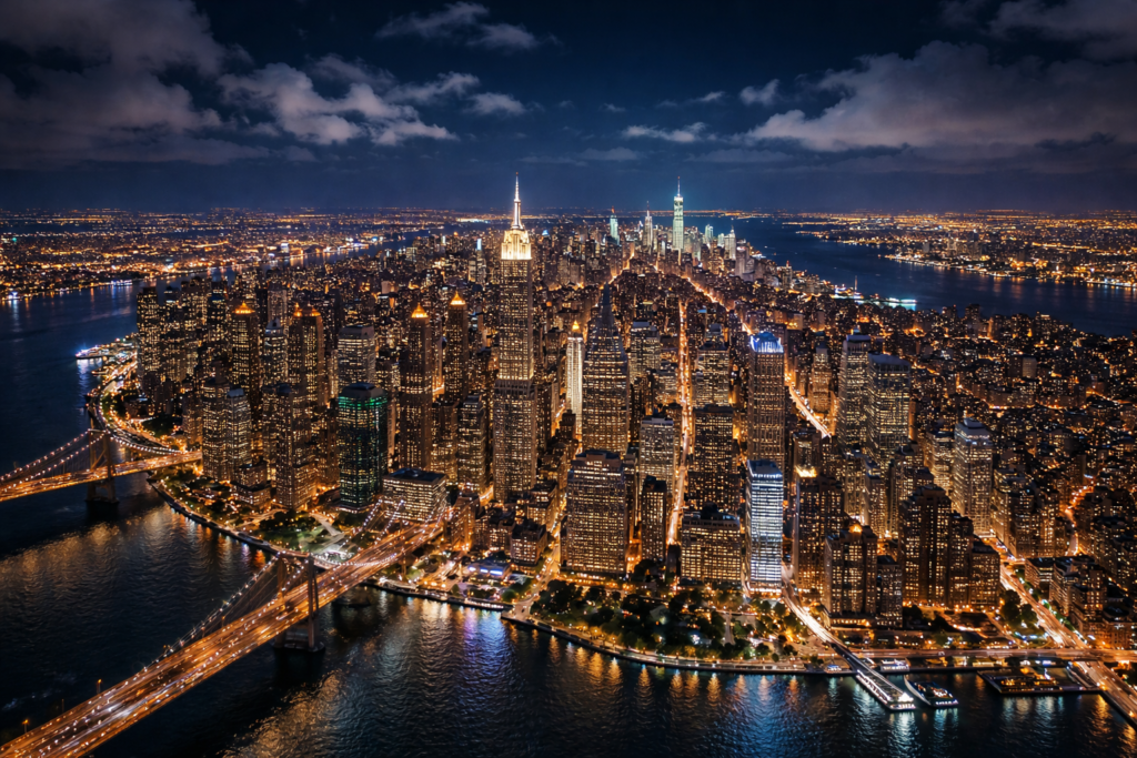 New York City skyline at night